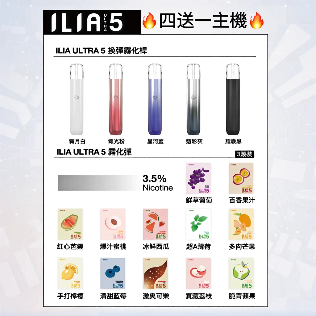 【買四盒送主機】ILIA五代煙彈 | 哩亞ULTRA 5 霧化彈 | 適配五代通用主機 | 台灣現貨:圖片 2